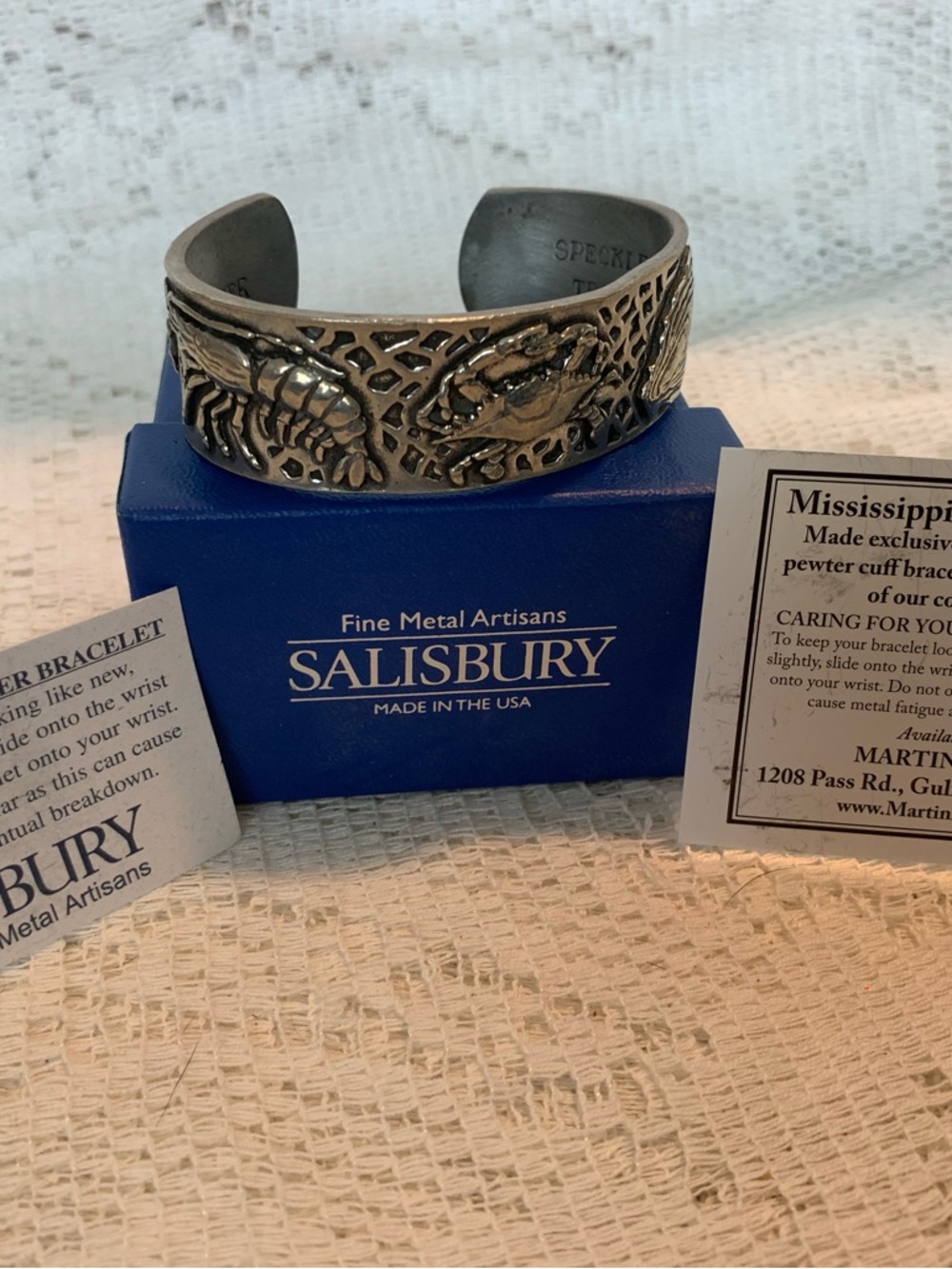 Salisbury Pewter Cuff Bracelet miazza bracelet seafood PB-MMSF vintage rare NIB
